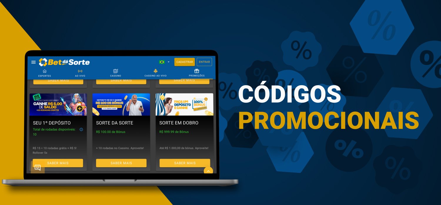 Códigos promocionais reais para jogadores do Bet dá Sorte