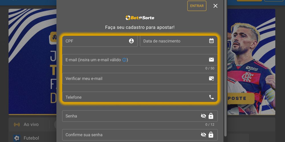 Preencha o formulário de registro: informe nome, e-mail e CPF