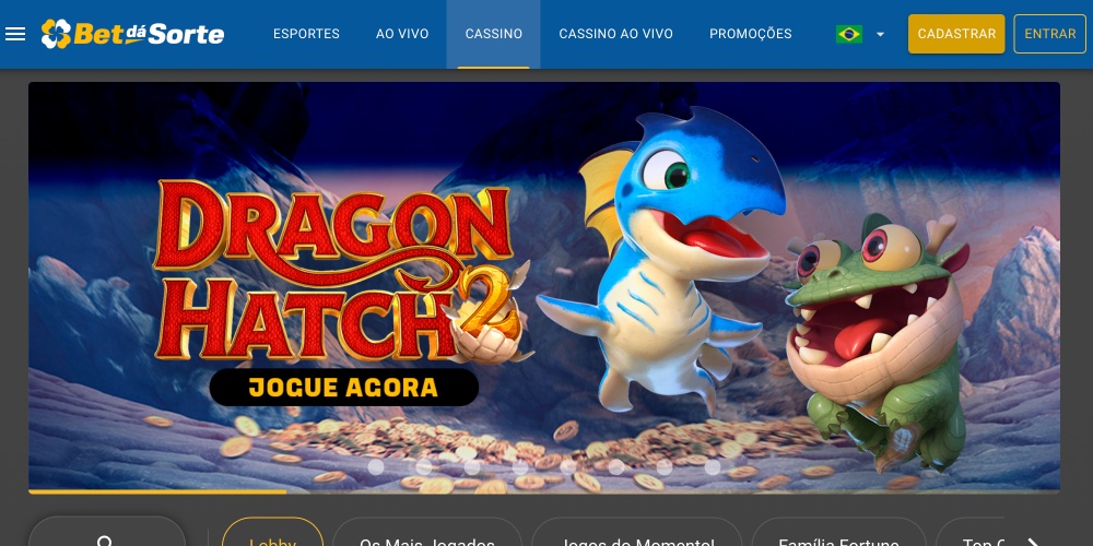 Abra o site oficial do Bet dá Sorte para começar a jogar